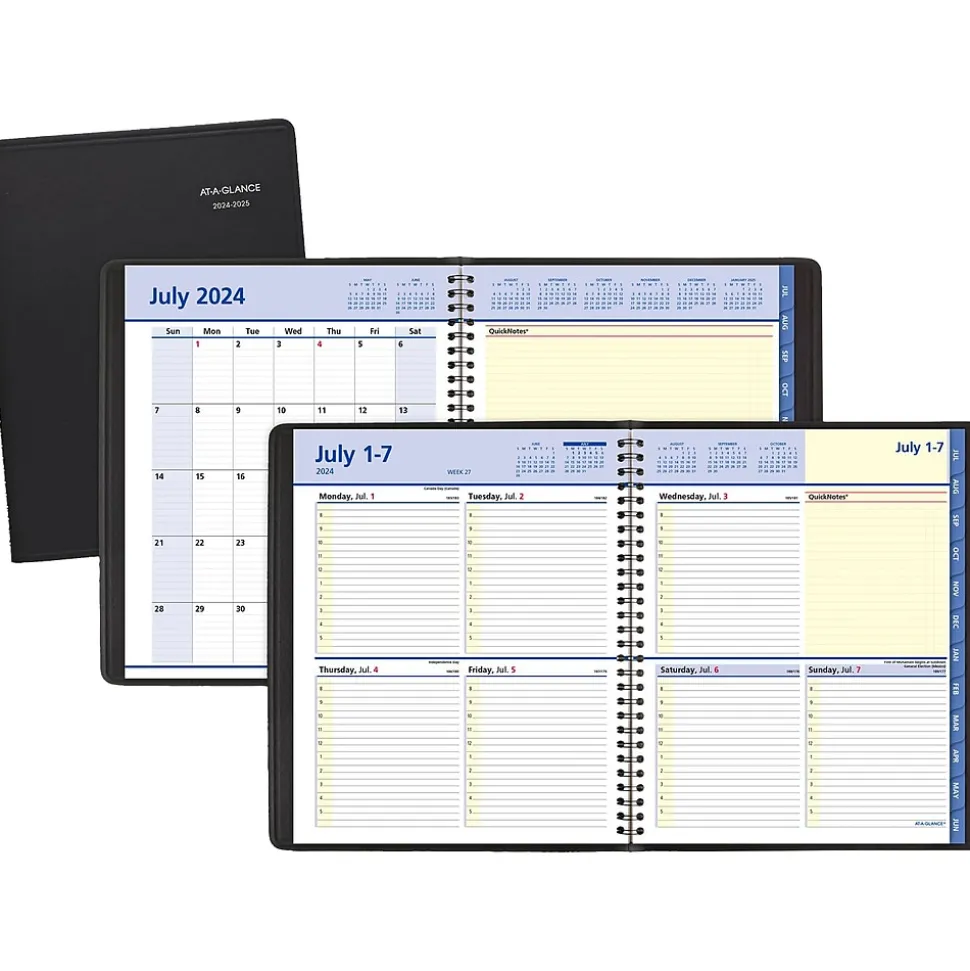 2024-2025 AT-A-GLANCE QuickNotes 8" x 10" Academic Weekly & Monthly Planner, Faux Leather Cover, Black (76-11-05-25)