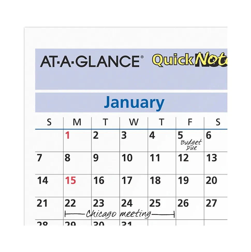 2025 AT-A-GLANCE QuickNotes 16" x 12" Yearly/Monthly Wet-Erase Wall Calendar, Reversible (PM550B-28-25)
