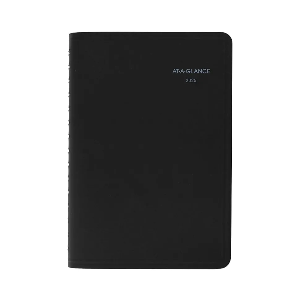 2025 AT-A-GLANCE QuickNotes 5" x 8" Daily & Monthly Appointment Book, Faux Leather Cover, Black (76-04-05-25)