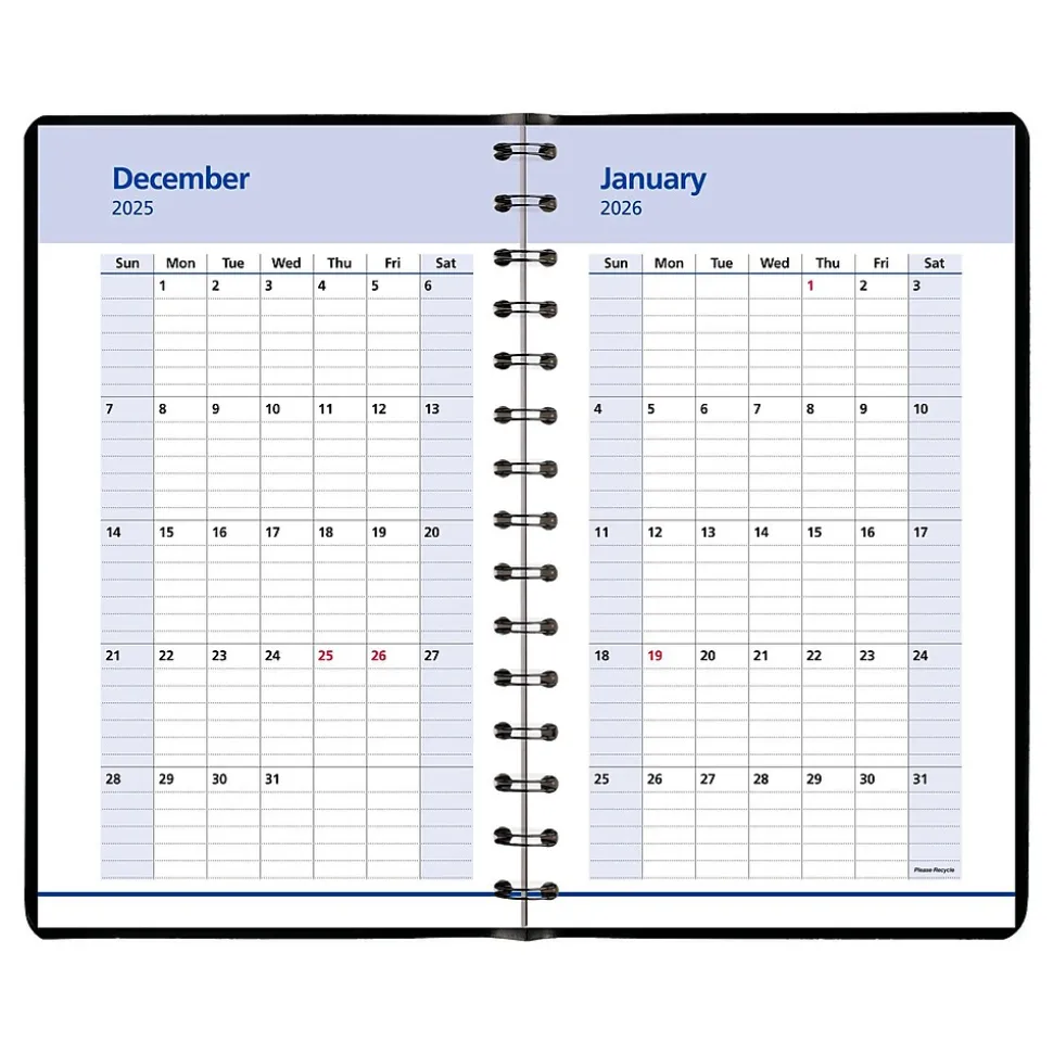 2025 AT-A-GLANCE QuickNotes 5" x 8" Daily & Monthly Appointment Book, Faux Leather Cover, Black (76-04-05-25)