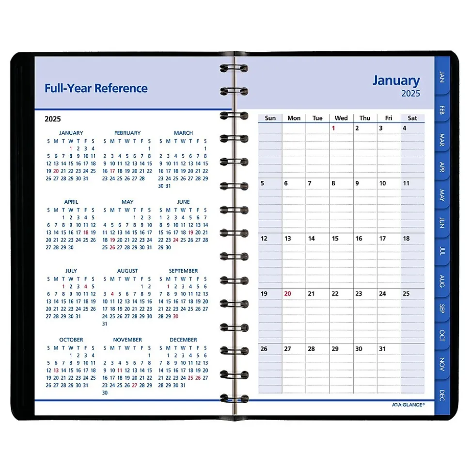 2025 AT-A-GLANCE QuickNotes 5" x 8" Daily & Monthly Appointment Book, Faux Leather Cover, Black (76-04-05-25)