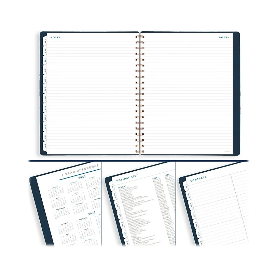 2024-2025 AT-A-GLANCE Signature 8.5" x 11" Academic Weekly & Monthly Planner, Faux Leather Cover, Navy (YP905A-20-25)