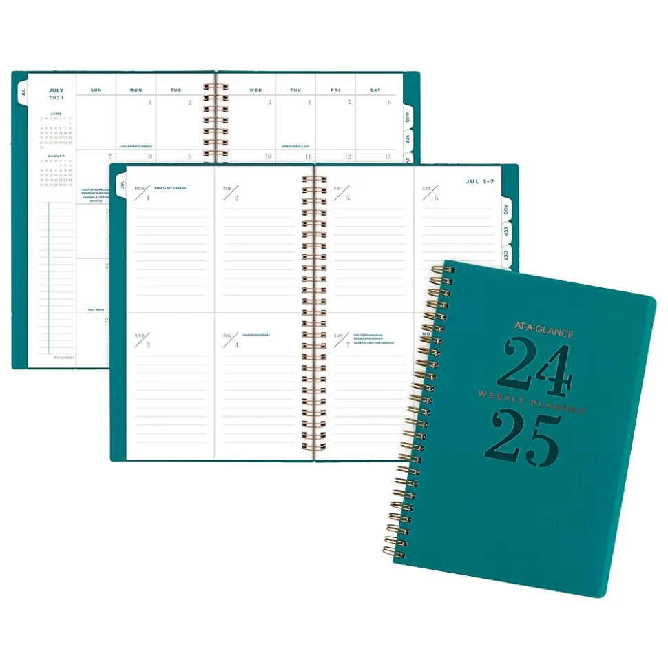 2024-2025 AT-A-GLANCE Signature Lite 5.5" x 8.5" Academic Weekly & Monthly Planner, Teal (YP20LA-12-25)