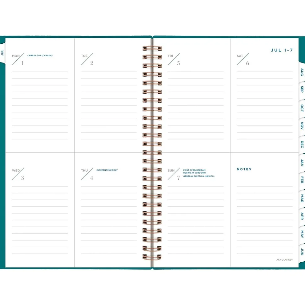 2024-2025 AT-A-GLANCE Signature Lite 5.5" x 8.5" Academic Weekly & Monthly Planner, Teal (YP20LA-12-25)