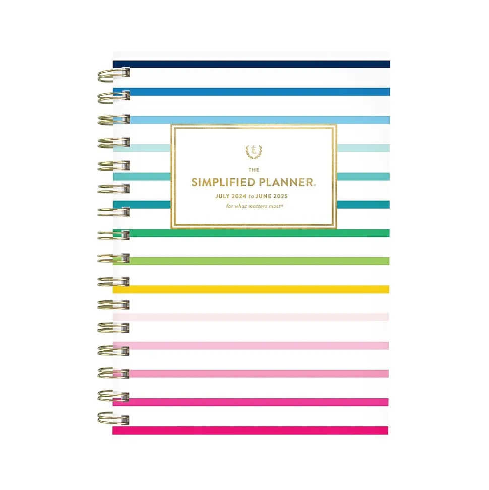 2024-2025 AT-A-GLANCE Simplified by Emily Ley Happy Stripe 5.5" x 8.5" Academic Weekly & Monthly Planner, Poly Cover