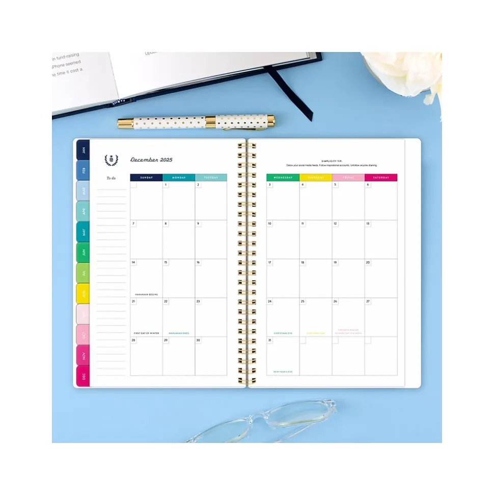 2025 AT-A-GLANCE Simplified by Emily Ley Greenbriar Floral 5.5" x 8.5" Weekly & Monthly Planner, Poly Cover, Multicolor