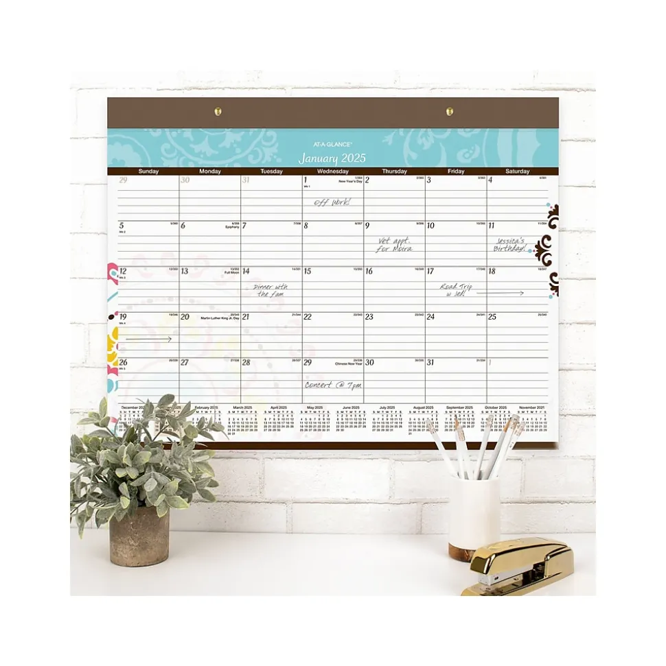 2025 AT-A-GLANCE Suzani 21.75" x 17" Monthly Desk Pad Calendar (SK17-704-25)