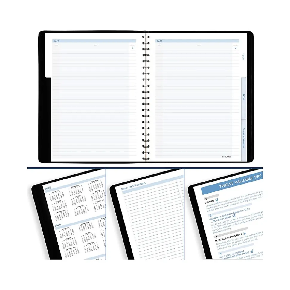 2025 AT-A-GLANCE The Action 8" x 11" Weekly Appointment Book, Faux Leather Cover, Black (70-EP01-05-25)