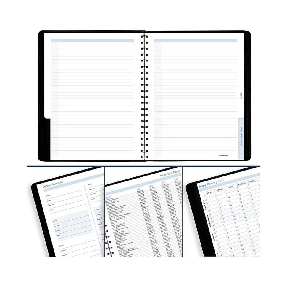 2025 AT-A-GLANCE The Action 8" x 11" Weekly Appointment Book, Faux Leather Cover, Black (70-EP01-05-25)