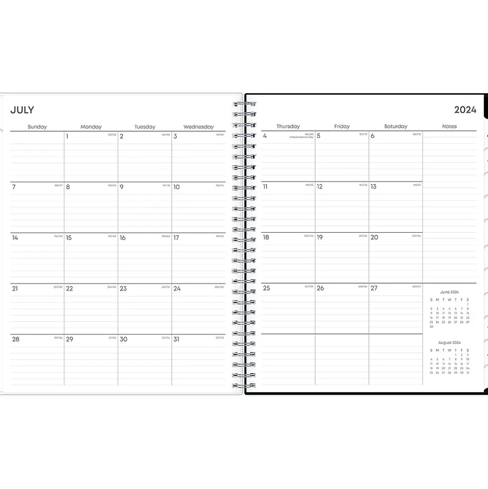 2024-2025 Blue Sky Analeis 8" x 10" Academic Monthly Planner, Plastic Cover, White/Black (130613-A25)