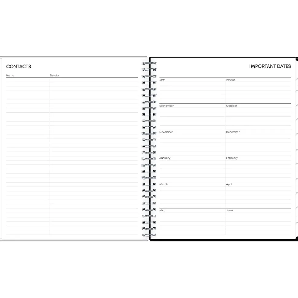 2024-2025 Blue Sky Analeis 8" x 10" Academic Monthly Planner, Plastic Cover, White/Black (130613-A25)