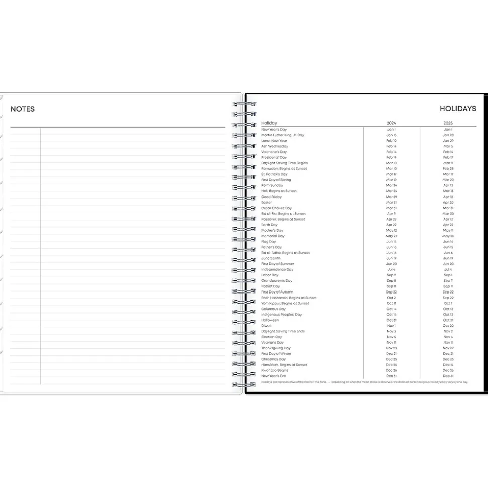 2024-2025 Blue Sky Analeis 8" x 10" Academic Monthly Planner, Plastic Cover, White/Black (130613-A25)