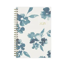2025 Blue Sky Bakah Blue 5" x 8" Weekly & Monthly Planner, Plastic Cover, White/Blue (137260-25)