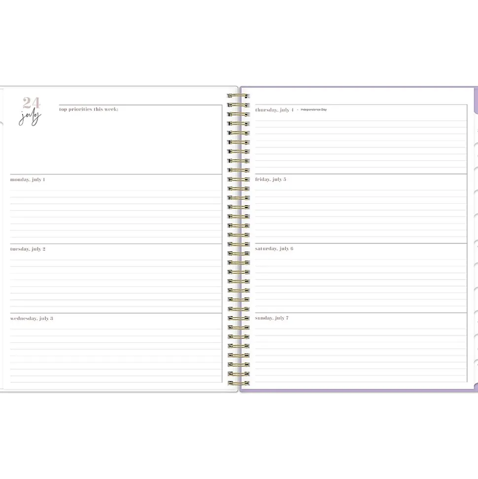 2024-2025 Blue Sky Belinda Selene Sienna Lilac 8.5" x 11" Academic Weekly & Monthly Planner, Plastic Cover, Purple/White