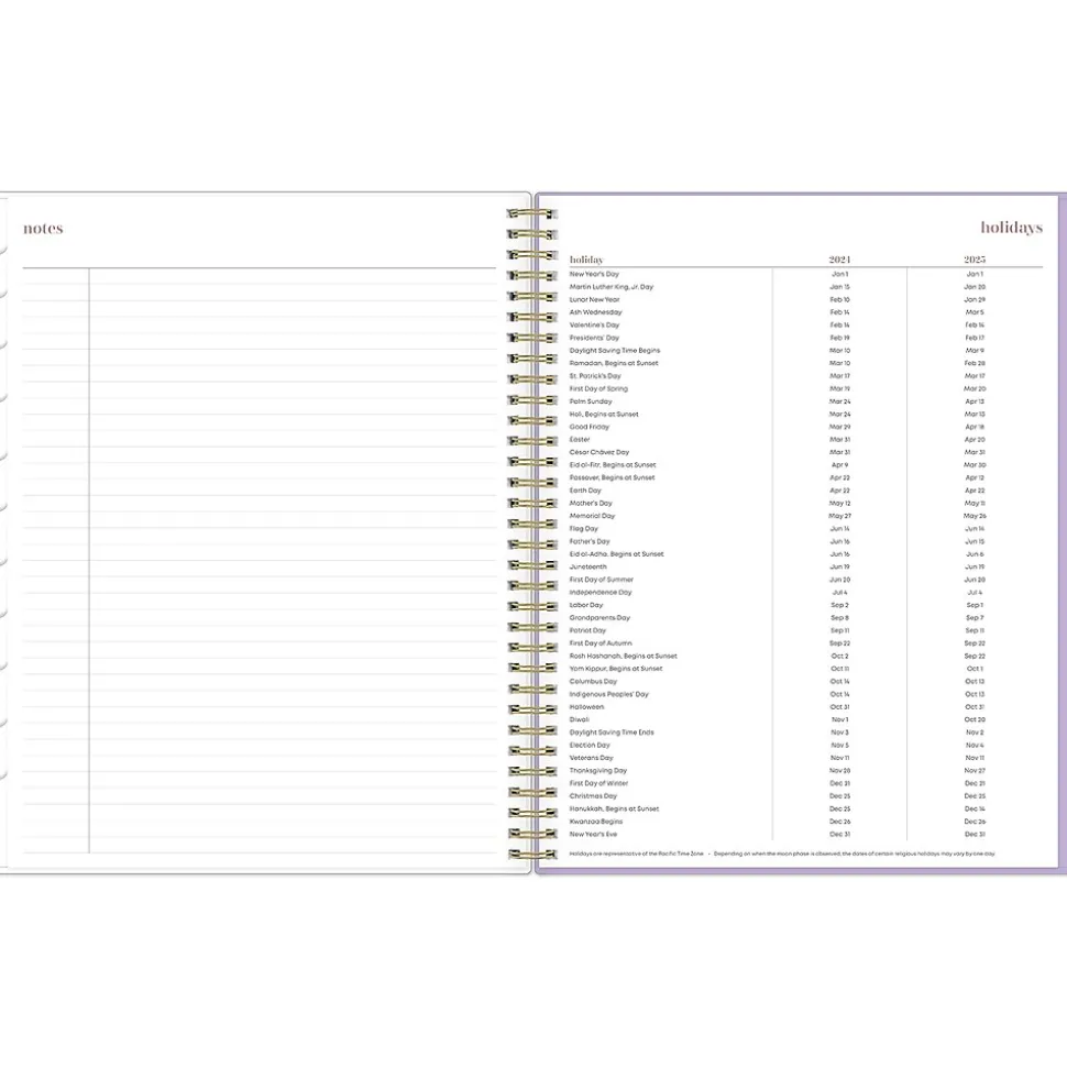 2024-2025 Blue Sky Belinda Selene Sienna Lilac 8.5" x 11" Academic Weekly & Monthly Planner, Plastic Cover, Purple/White
