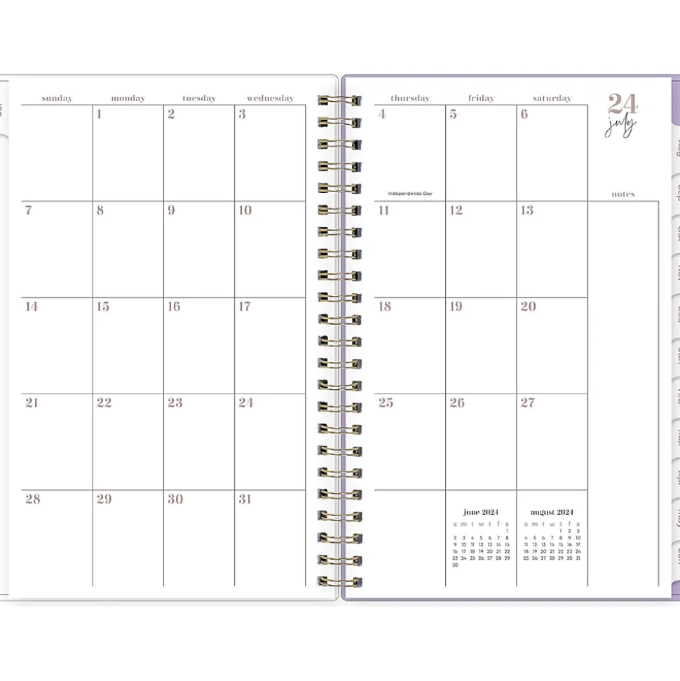 2024-2025 Blue Sky Belinda Selene Sienna Lilac 5" x 8" Academic Weekly & Monthly Planner, Plastic Cover, Purple/White