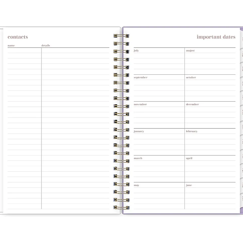2024-2025 Blue Sky Belinda Selene Sienna Lilac 5" x 8" Academic Weekly & Monthly Planner, Plastic Cover, Purple/White