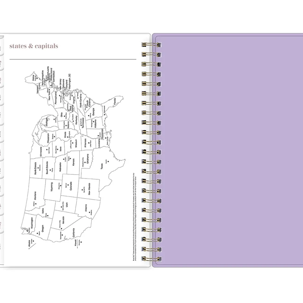 2024-2025 Blue Sky Belinda Selene Sienna Lilac 5" x 8" Academic Weekly & Monthly Planner, Plastic Cover, Purple/White
