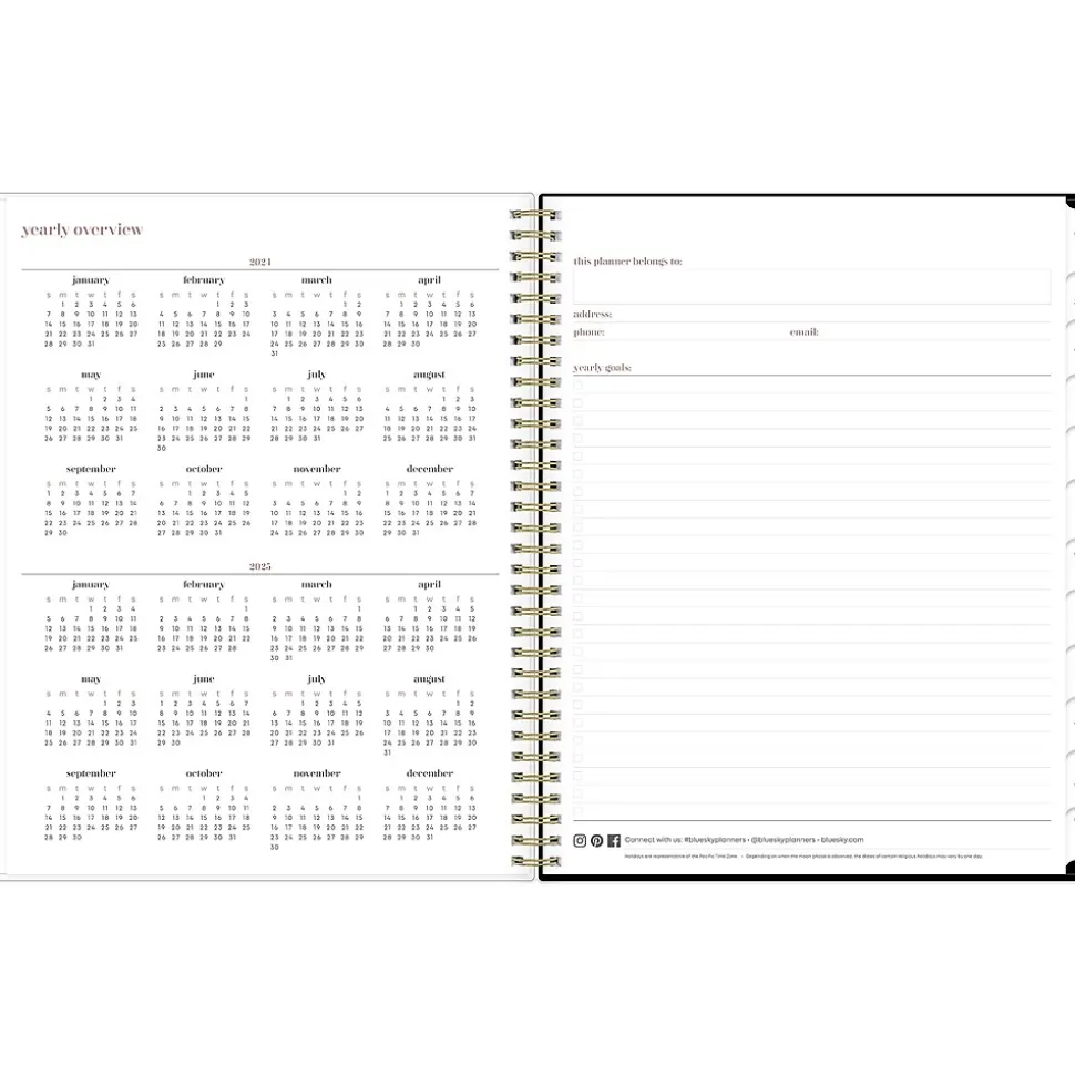 2024-2025 Blue Sky Belinda Selene Lucy 8.5" x 11" Academic Weekly & Monthly Planner, Black/Pink (144970)