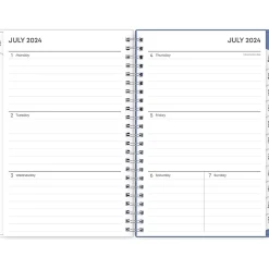 2024-2025 Blue Sky Cloudsy 5" x 8" Academic Weekly & Monthly Planner, Plastic Cover, Blue/Brown (150128)