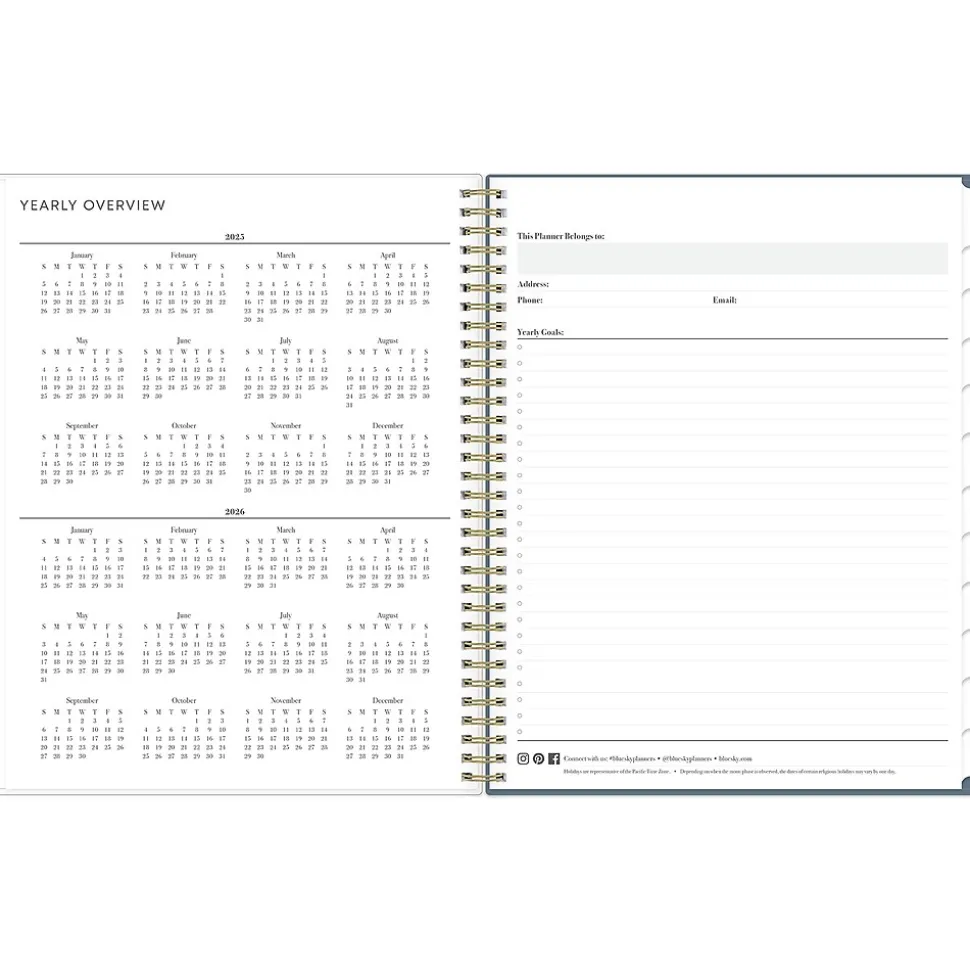 2025 Blue Sky Cocolie 8.5" x 11" Weekly & Monthly Planner, Plastic Cover, Blue/White (148256)