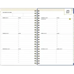 2024-2025 Blue Sky Day Designer Climbing Floral Blush 5" x 8" Academic Weekly & Monthly Planner, Plastic Cover, Multicolor