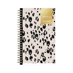 2024-2025 Blue Sky Day Designer Painted Leopard Gray 5" x 8" Academic Weekly & Monthly Planner, Plastic Cover, Black/Gray