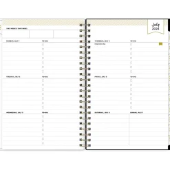 2024-2025 Blue Sky Day Designer Painted Leopard Gray 5" x 8" Academic Weekly & Monthly Planner, Plastic Cover, Black/Gray