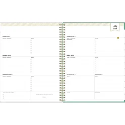 2024-2025 Blue Sky Day Designer Palms 8.5" x 11" Academic Weekly & Monthly Planner, Plastic Cover, White/Green (137891-A25)