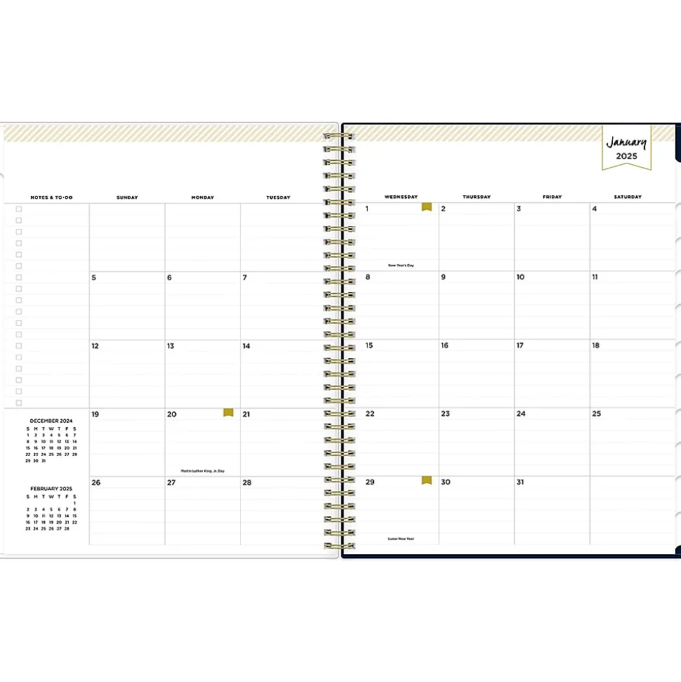 2025 Blue Sky Day Designer Peyton Navy 8.5" x 11" Weekly & Monthly Planner, Plastic Cover, Multicolor (103617-25)