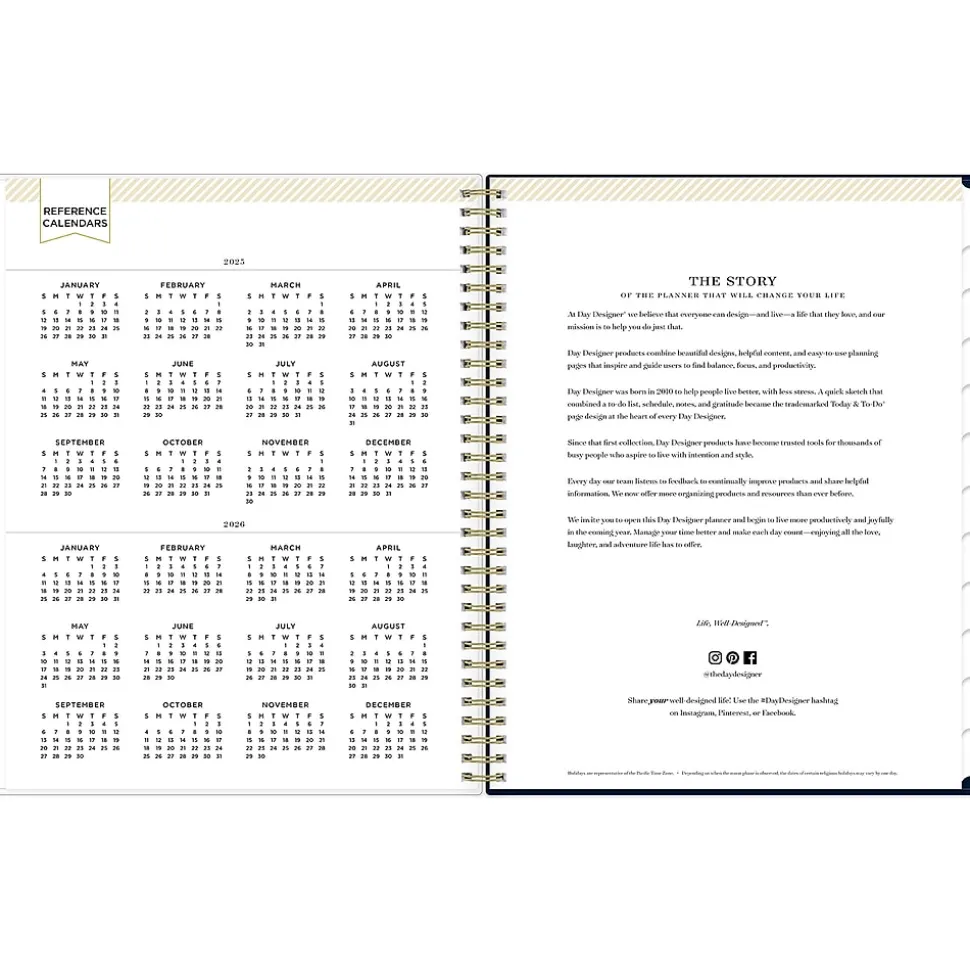 2025 Blue Sky Day Designer Peyton Navy 8.5" x 11" Weekly & Monthly Planner, Plastic Cover, Multicolor (103617-25)