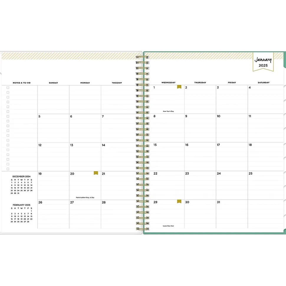 2025 Blue Sky Day Designer Peyton White 8.5" x 11" Weekly & Monthly Planner, Plastic Cover, Multicolor (103618-25)