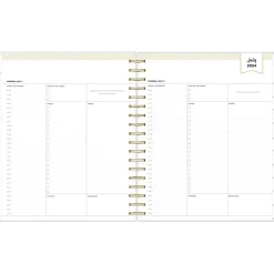 2024-2025 Blue Sky Day Designer Rugby Stripe 8" x 10" Academic Daily & Monthly Planner, Black/White (144875)