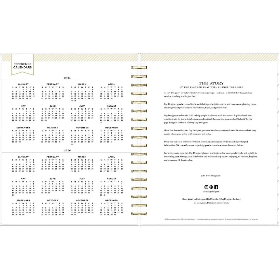2025 Blue Sky Day Designer Rugby Stripe 8" x 10" Daily & Monthly Planner, Plastic Cover, Navy/White (142098-25)