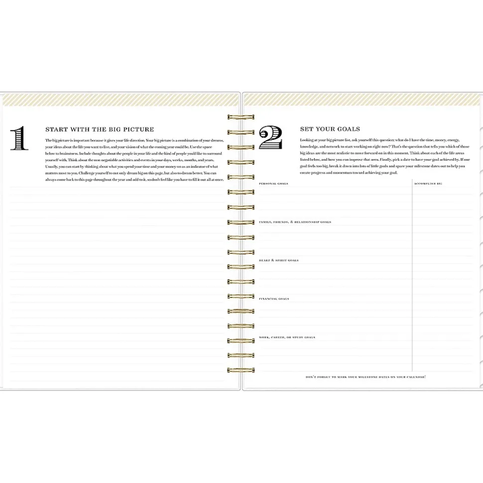 2025 Blue Sky Day Designer Rugby Stripe 8" x 10" Daily & Monthly Planner, Plastic Cover, Navy/White (142098-25)