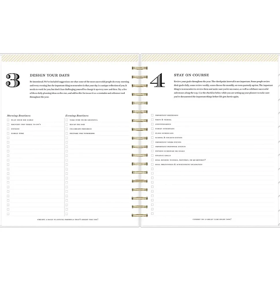 2025 Blue Sky Day Designer Rugby Stripe 8" x 10" Daily & Monthly Planner, Plastic Cover, Navy/White (142098-25)
