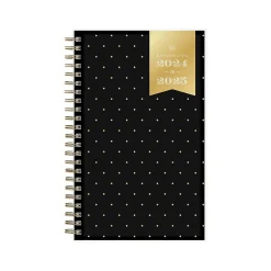 2024-2025 Blue Sky Day Designer Swiss Dot 5" x 8" Academic Weekly & Monthly Planner, Black/Gold (150137)