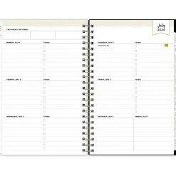 2024-2025 Blue Sky Day Designer Swiss Dot 5" x 8" Academic Weekly & Monthly Planner, Black/Gold (150137)