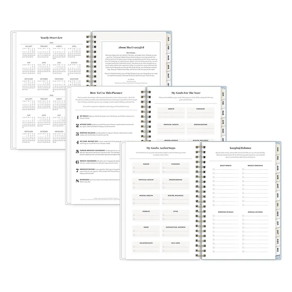 2025 Blue Sky Day Designer The Everygirl Evan Blue 5" x 8" Weekly & Monthly Planner, Plastic Cover, Blue/White (150778)