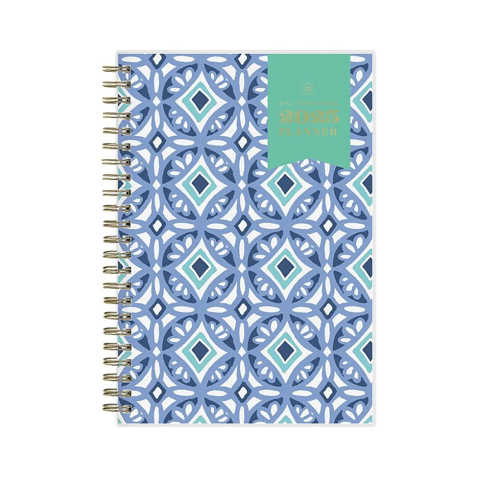 2025 Blue Sky Day Designer Tile 5" x 8" Weekly & Monthly Planner, Plastic Cover, Blue/White (101410-25)