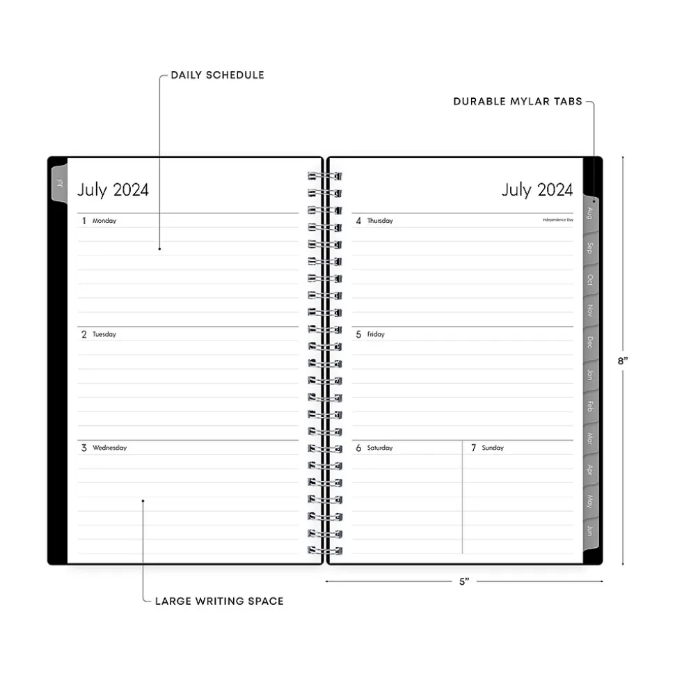2024-2025 Blue Sky Enterprise 5" x 8" Academic Weekly & Monthly Planner, Plastic Cover, Black (130611-A25)