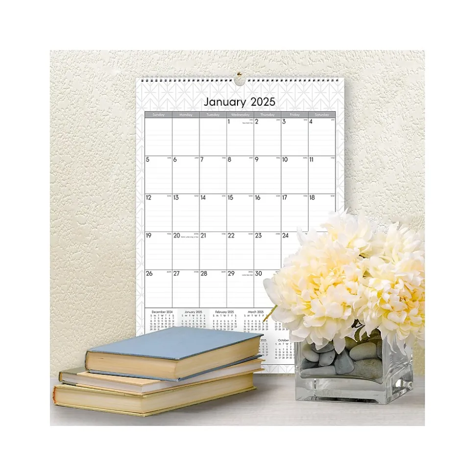 2025 Blue Sky Enterprise 12" x 17" Monthly Wall Calendar, White/Gray (117373-25)