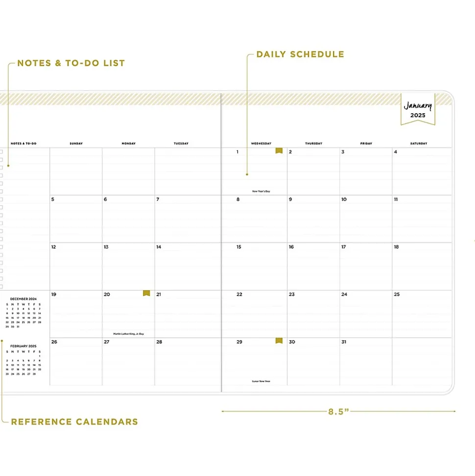 2025 Blue Sky Felicity 8.5" x 11" Monthly Planner, Plastic Cover, Multicolor (152227)