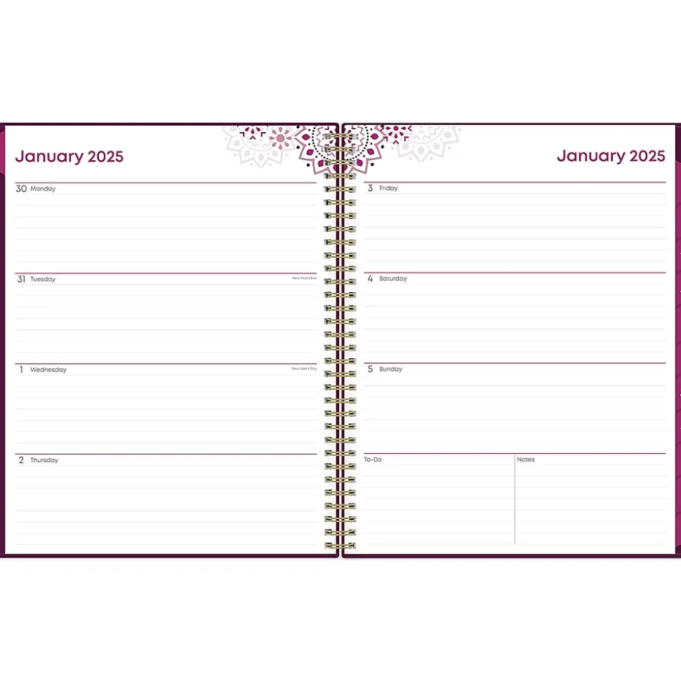 2025 Blue Sky Gili 8.5" x 11" Weekly & Monthly Planner, Plastic Cover, Burgundy/Beige (117889-25)