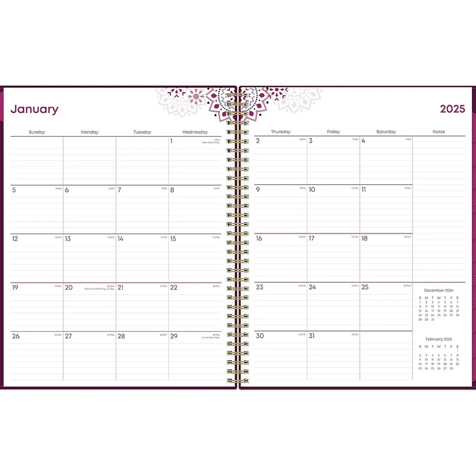 2025 Blue Sky Gili 8.5" x 11" Weekly & Monthly Planner, Plastic Cover, Burgundy/Beige (117889-25)