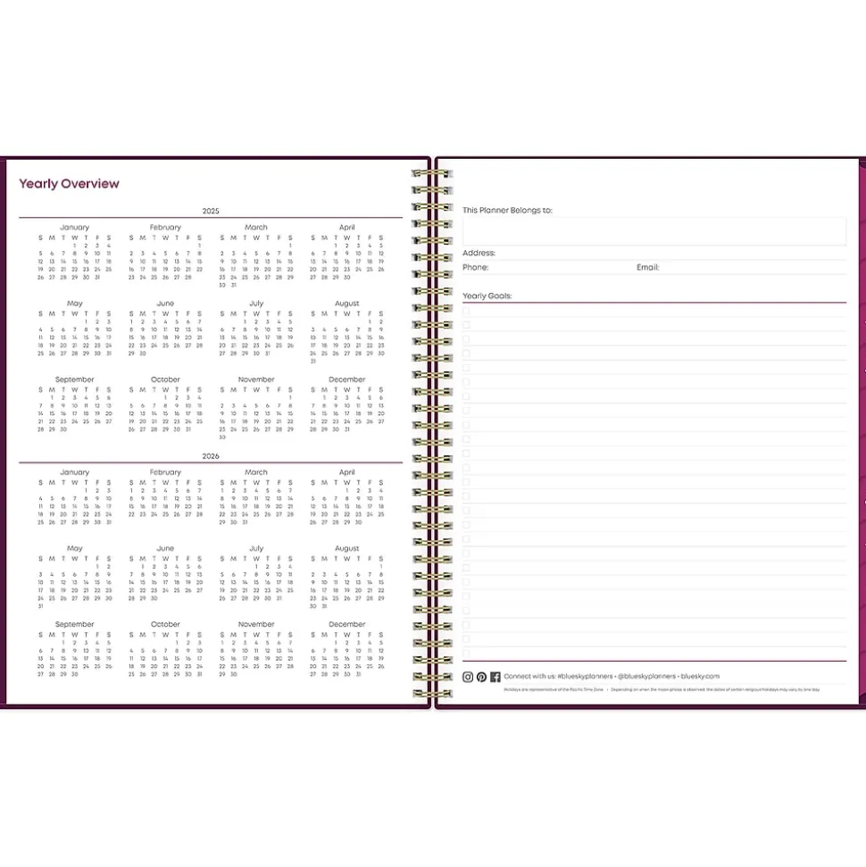 2025 Blue Sky Gili 8.5" x 11" Weekly & Monthly Planner, Plastic Cover, Burgundy/Beige (117889-25)