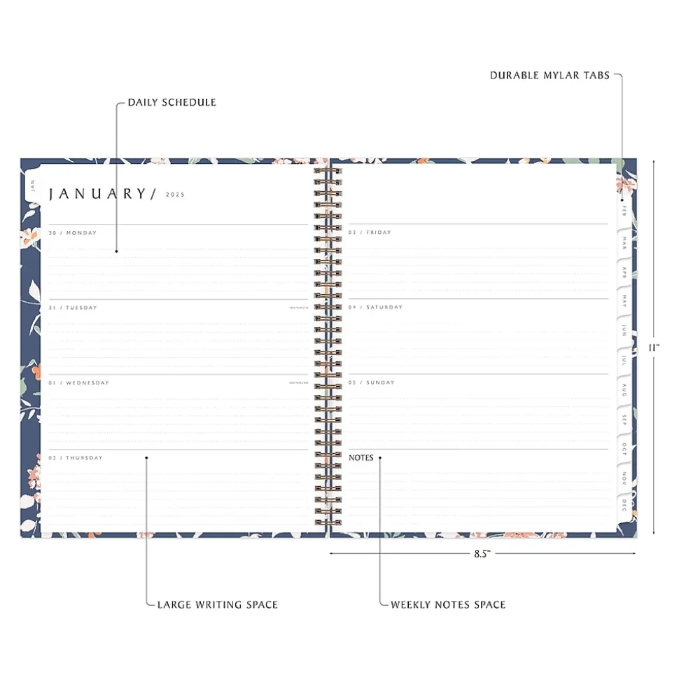 2025 Blue Sky Green Earth Effie 8.5" x 11" Weekly & Monthly Planner, Paperboard Cover, Multicolor (138325-25)