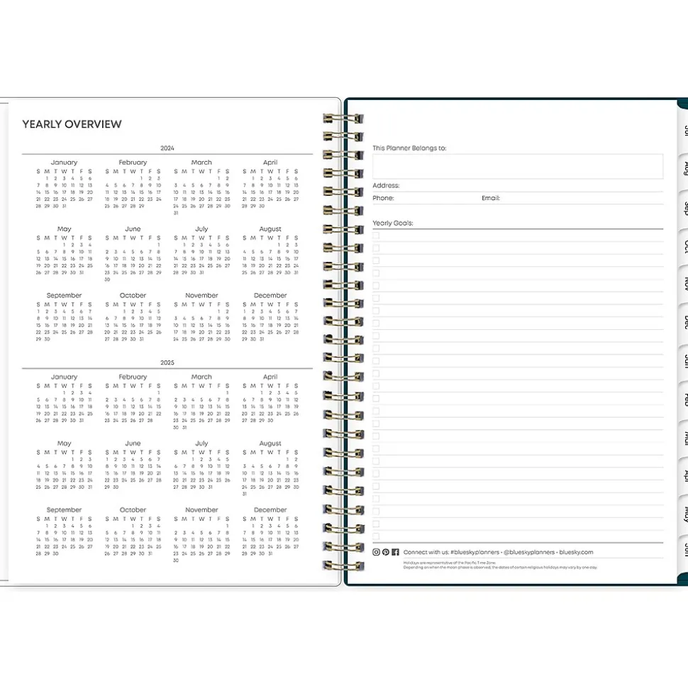 2024-2025 Blue Sky Greta 5.88" x 8.63" Academic Weekly & Monthly Planner, Plastic Cover, Multicolor (136482-A25)