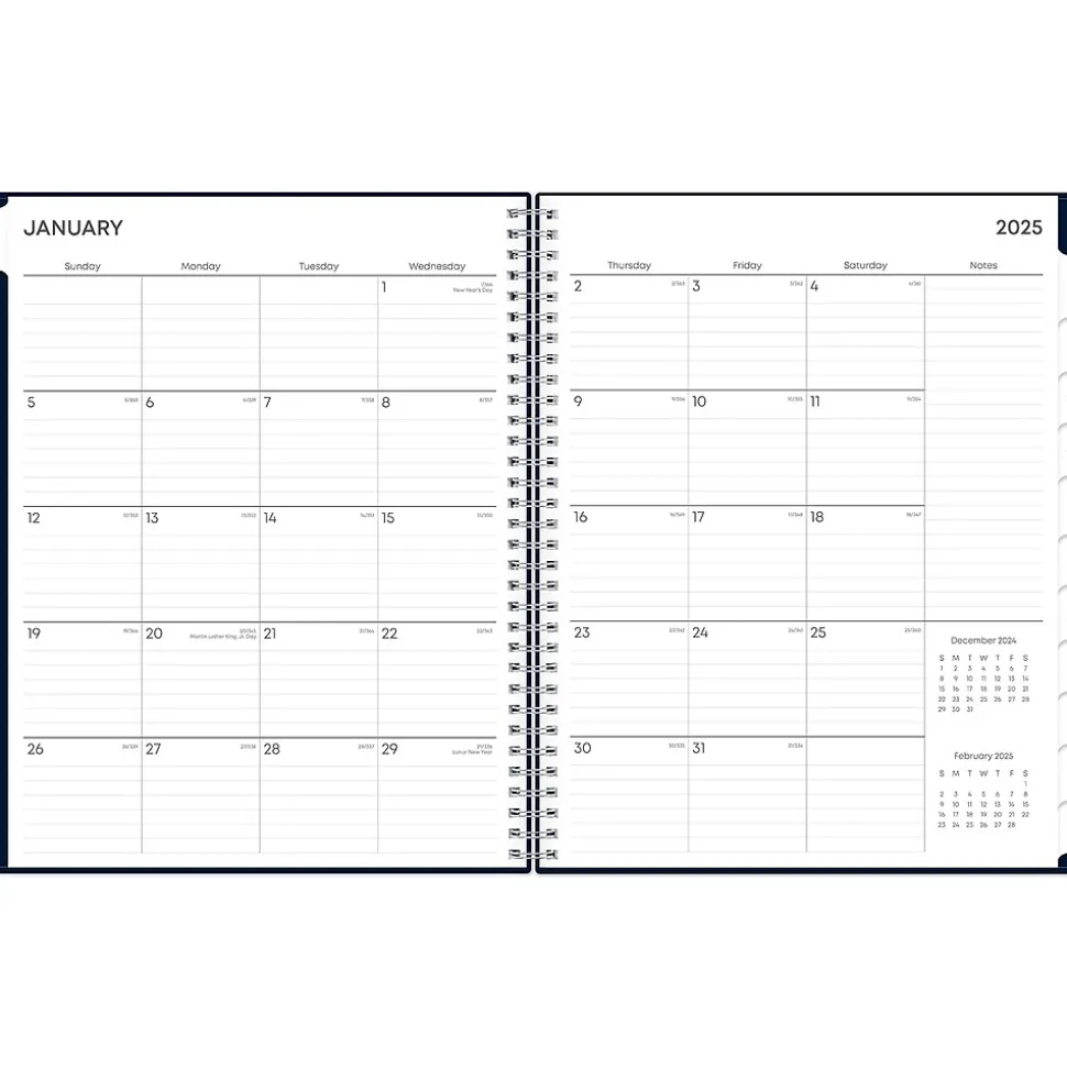 2025 Blue Sky Harbour 8.5" x 11" Weekly & Monthly Planner, Plastic Cover, Navy (148240)