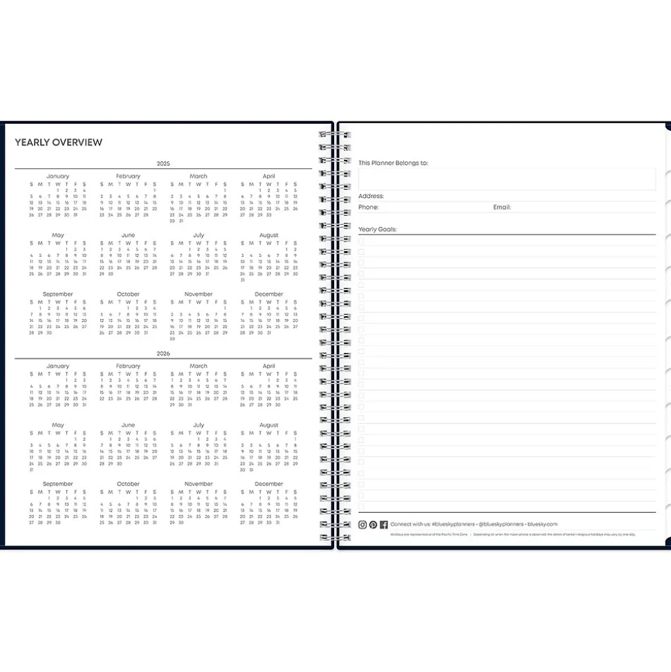 2025 Blue Sky Harbour 8.5" x 11" Weekly & Monthly Planner, Plastic Cover, Navy (148240)